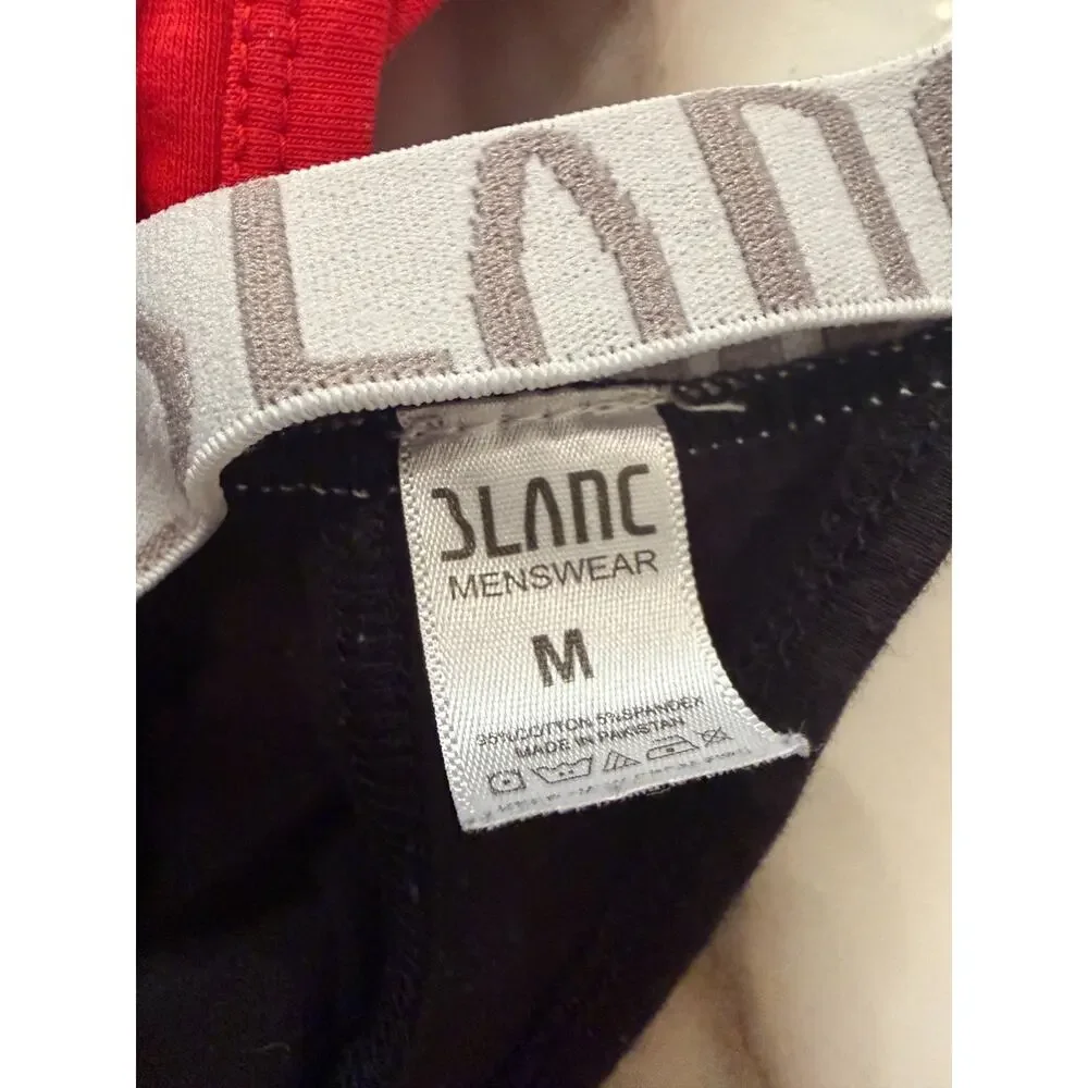 NEW Set Of 3 Blanc Menswear Cotton Classic G-String Thong Color Black Red Medium